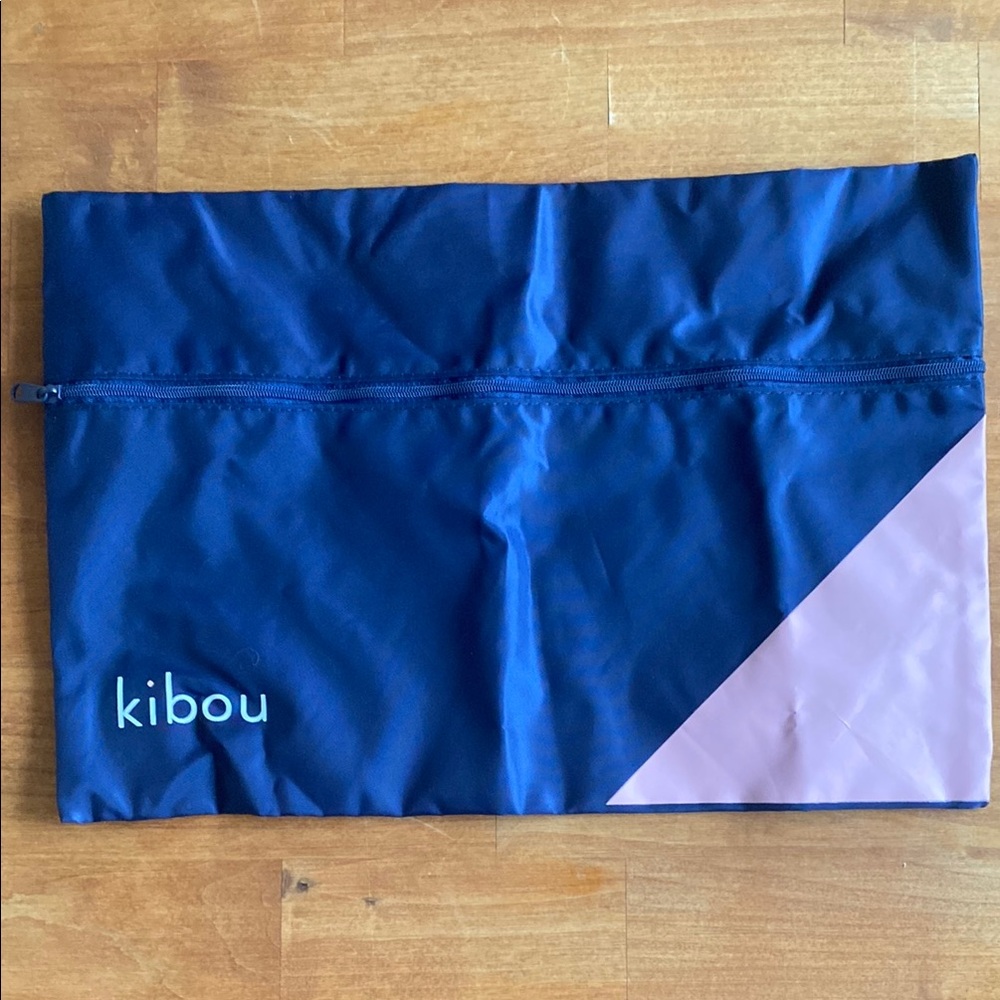Kibou Navy and Pink Zipper Pouch Bag 100% Nylon